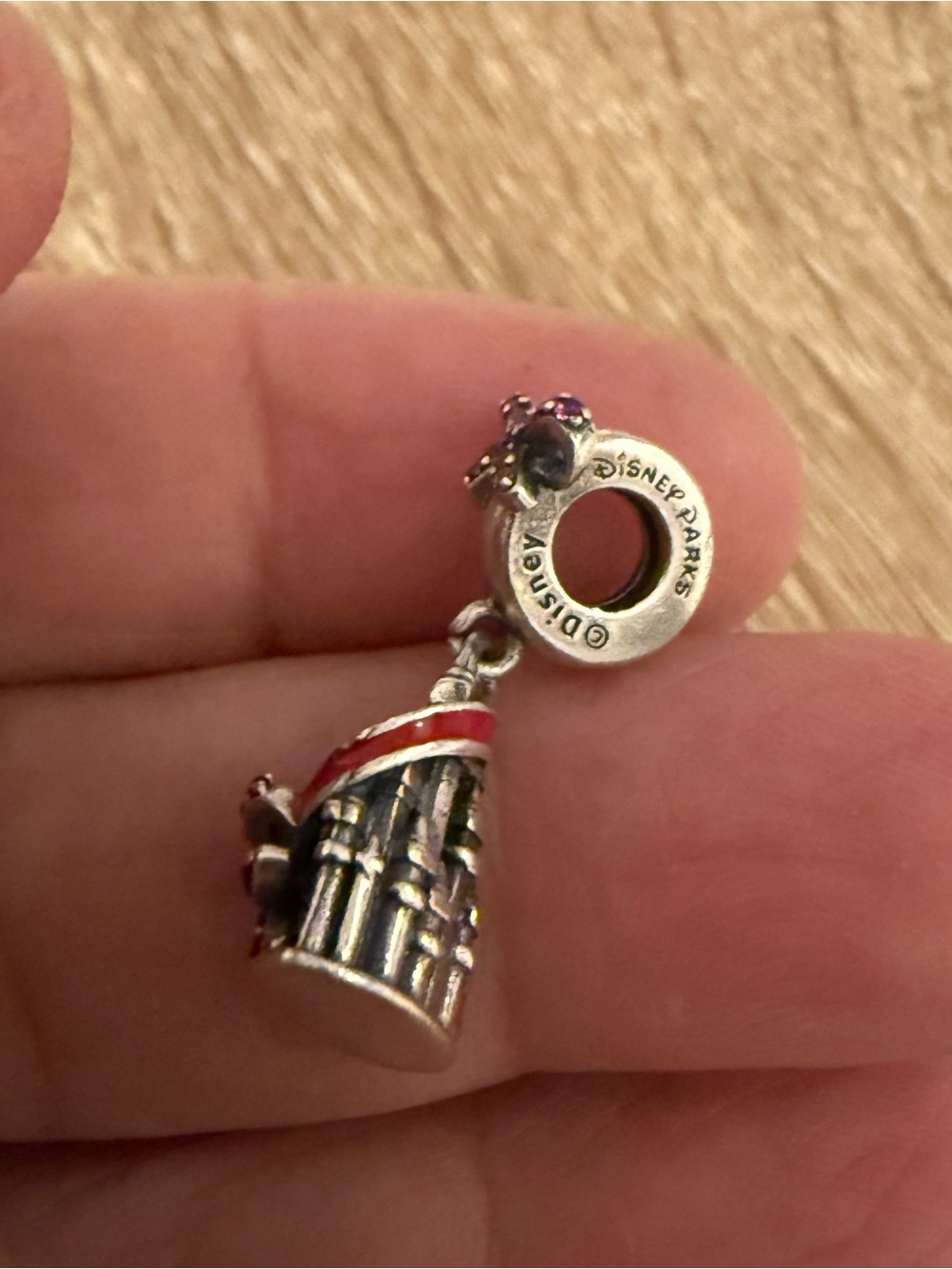 Disney Silver Castle Dangle Charm with Red Trim